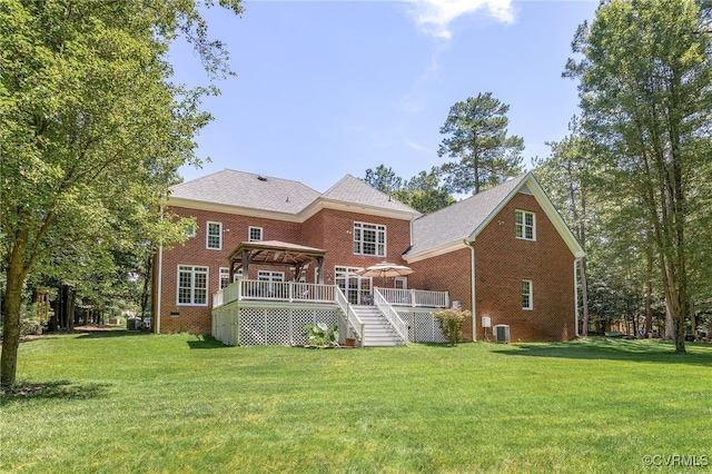 8707 Taylor Landing Pl, Chesterfield, VA 23838 - back of property featuring a gazebo, brick siding, stairway, and a lawn