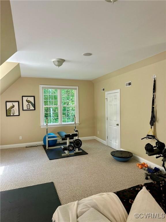8707 Taylor Landing Pl, Chesterfield, VA 23838 - workout area featuring carpet floors and baseboards