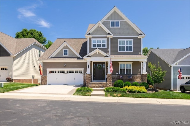2449 Gold Leaf Cir, Henrico, VA 23233 - craftsman inspired home featuring concrete driveway, an attached garage, and a porch