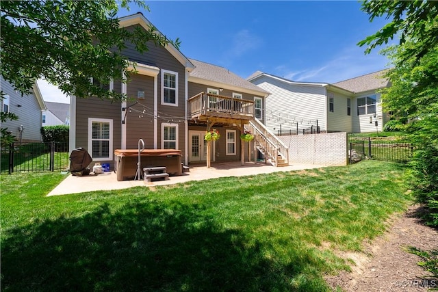 2449 Gold Leaf Cir, Henrico, VA 23233 - rear view of house featuring a hot tub, a patio area, stairs, and a fenced backyard