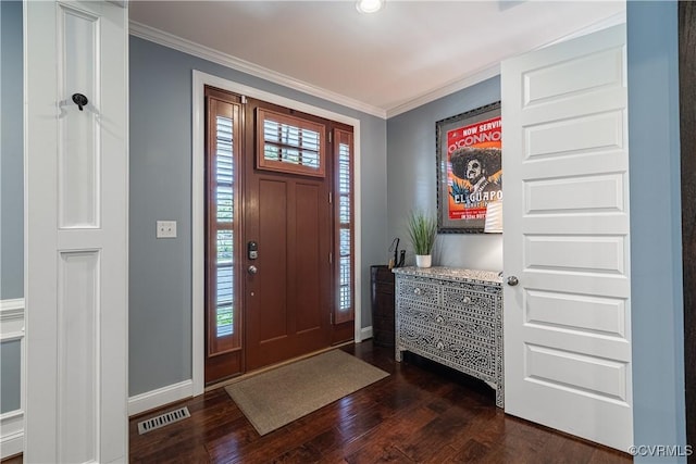2449 Gold Leaf Cir, Henrico, VA 23233 - entryway featuring dark wood-style floors and ornamental molding