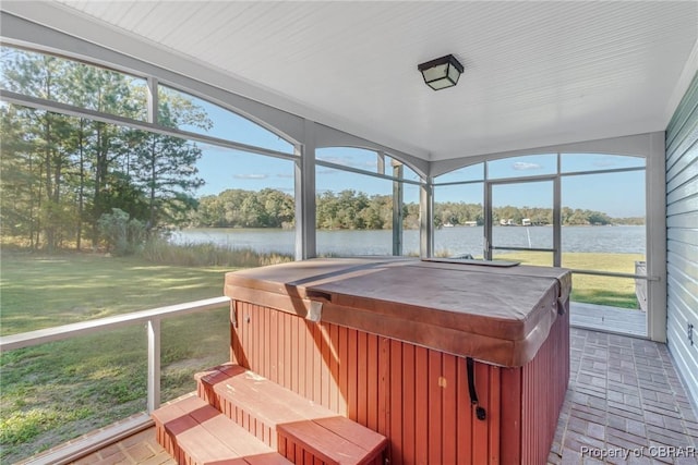 585 White Hall Rd, Montross, VA 22520 - sunroom / solarium with a hot tub and a water view
