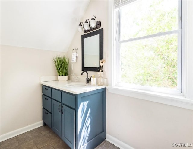 3712 Moody Ave, Richmond, VA 23225 - bathroom with vanity and lofted ceiling