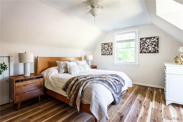 3712 Moody Ave, Richmond, VA 23225 - bedroom featuring wood finished floors, lofted ceiling, and a ceiling fan