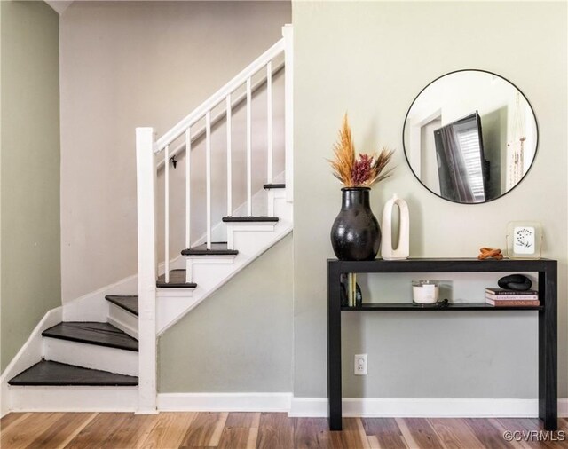 3712 Moody Ave, Richmond, VA 23225 - stairway with wood finished floors and baseboards
