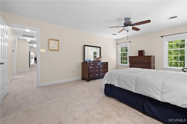 14230 Netherfield Dr, Midlothian, VA 23113 - bedroom with light colored carpet and a ceiling fan