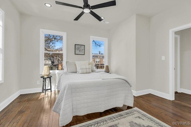 605 Northside Ave, Richmond, VA 23222 - bedroom with hardwood / wood-style floors, recessed lighting, and a ceiling fan