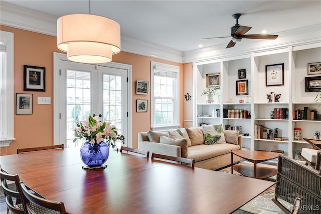 5005 Caledonia Rd, Richmond, VA 23225 - living area with ceiling fan and ornamental molding