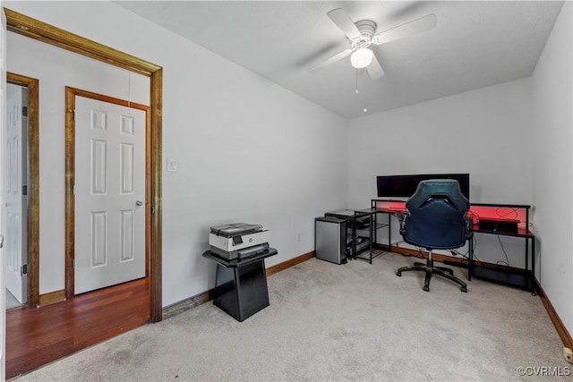 503 S Holly Ave, Henrico, VA 23075 - carpeted home office featuring baseboards and ceiling fan