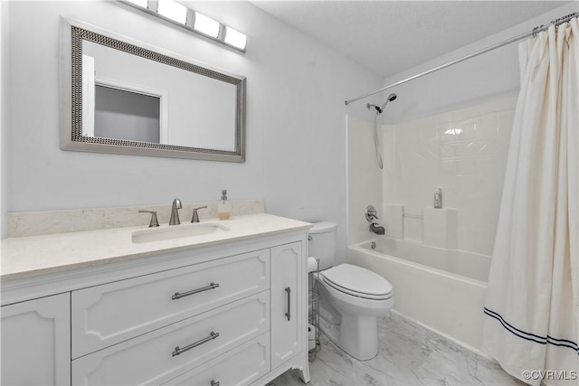 503 S Holly Ave, Henrico, VA 23075 - bathroom featuring vanity, shower / bath combo with shower curtain, and marble finish flooring