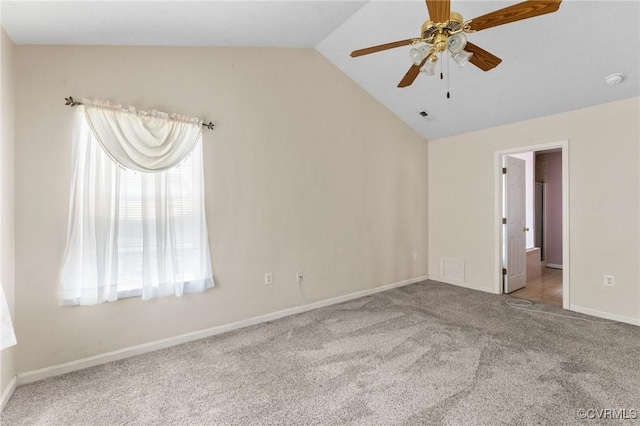 135 Hobbs Hole Ln, Tappahannock, VA 22560 - unfurnished bedroom with lofted ceiling, carpet, and a ceiling fan