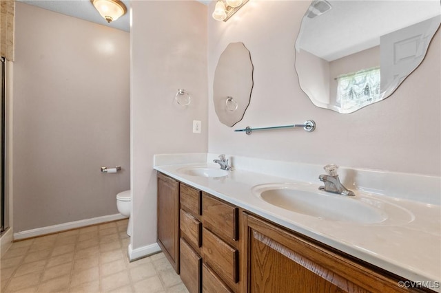 135 Hobbs Hole Ln, Tappahannock, VA 22560 - bathroom with double vanity, tile patterned floors, and an enclosed shower