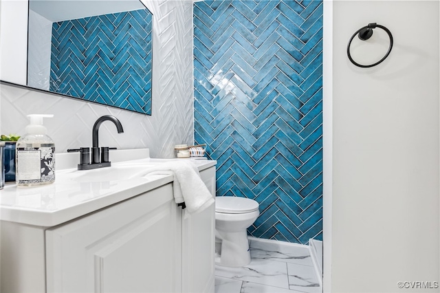 5318 Pine Hill Rd, Sutherland, VA 23885 - full bath featuring vanity, tile walls, and marble finish floors