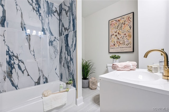 5318 Pine Hill Rd, Sutherland, VA 23885 - bathroom featuring vanity, tub / shower combination, and tile patterned floors