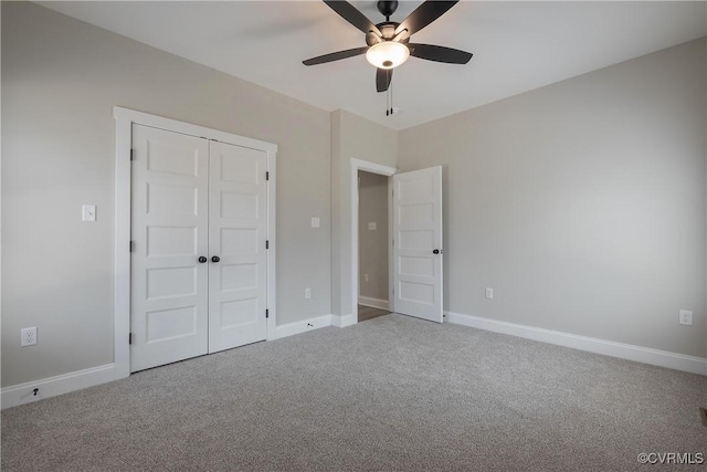 275 Grooms Ln, Louisa, VA 23093 - unfurnished bedroom featuring carpet flooring, a closet, and ceiling fan