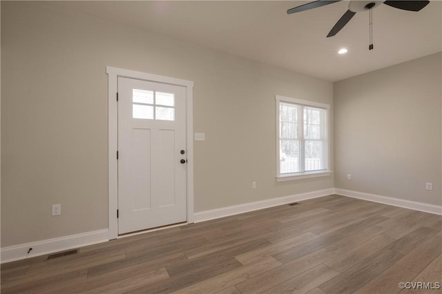 275 Grooms Ln, Louisa, VA 23093 - entryway featuring a ceiling fan, healthy amount of natural light, wood finished floors, and recessed lighting