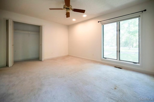 12931 River Hills Dr, Richmond, VA 23111 - unfurnished bedroom featuring light carpet, recessed lighting, a ceiling fan, and a closet