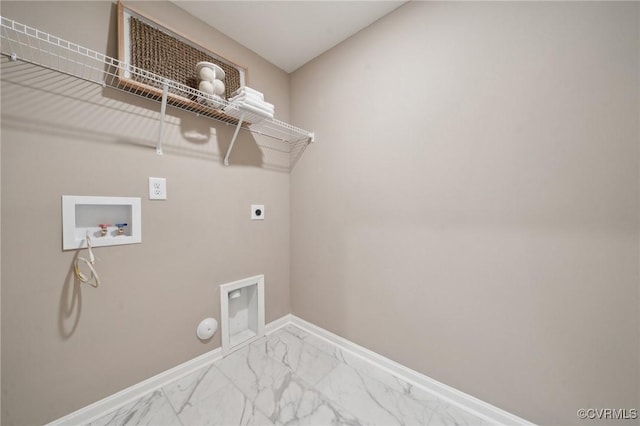 6112 Whisperwood Dr, Chesterfield, VA 23234 - laundry room with washer hookup, gas dryer hookup, electric dryer hookup, and marble finish flooring