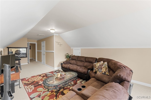 3105 Sapling Dr, Toano, VA 23168 - carpeted living room with lofted ceiling