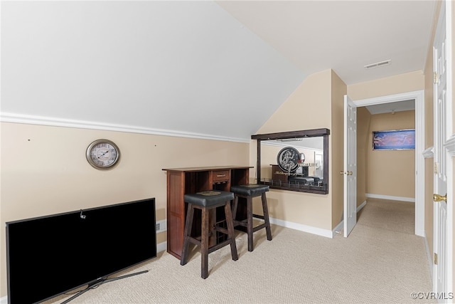 3105 Sapling Dr, Toano, VA 23168 - office featuring carpet flooring and vaulted ceiling