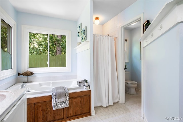 9154 Jump Cir, Mechanicsville, VA 23116 - full bathroom with healthy amount of natural light, a garden tub, and a shower with curtain