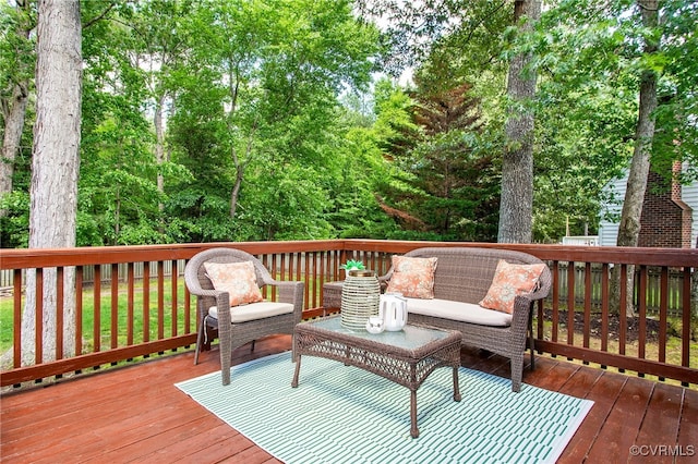 9154 Jump Cir, Mechanicsville, VA 23116 - wooden deck with outdoor lounge area