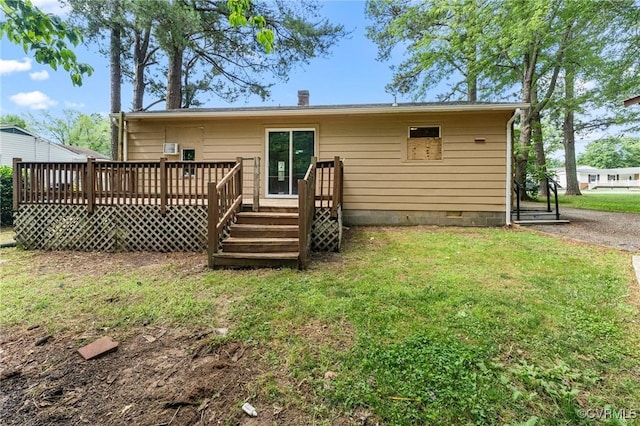 507 Tavern St, Blackstone, VA 23824 - back of house with a wooden deck, a yard, and crawl space