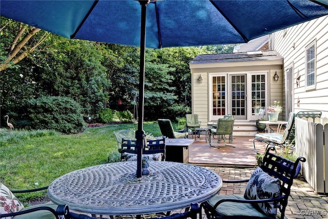305 E Tazewells Way, Williamsburg, VA 23185 - view of patio with outdoor dining space and a wooden deck