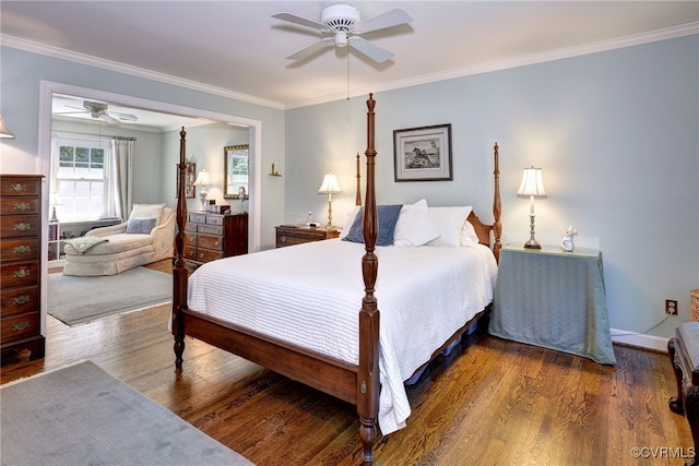 305 E Tazewells Way, Williamsburg, VA 23185 - bedroom featuring wood finished floors, ornamental molding, and ceiling fan