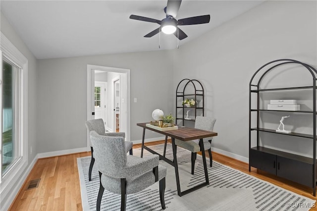 2941 Ellesmere Dr, Midlothian, VA 23113 - office with light wood finished floors, lofted ceiling, and ceiling fan