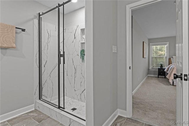 2941 Ellesmere Dr, Midlothian, VA 23113 - bathroom with a marble finish shower, ensuite bathroom, and marble look tiles