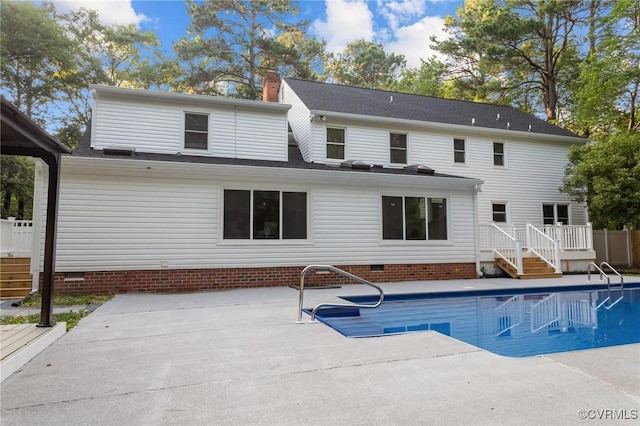 2941 Ellesmere Dr, Midlothian, VA 23113 - rear view of property featuring crawl space, a patio, and an outdoor pool