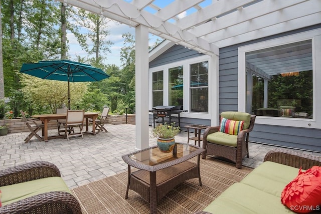 8300 Mckibben Dr, Chesterfield, VA 23838 - view of patio / terrace with a pergola, outdoor dining space, and grilling area