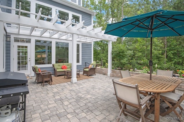 8300 Mckibben Dr, Chesterfield, VA 23838 - view of patio / terrace featuring a pergola, an outdoor hangout area, and outdoor dining area