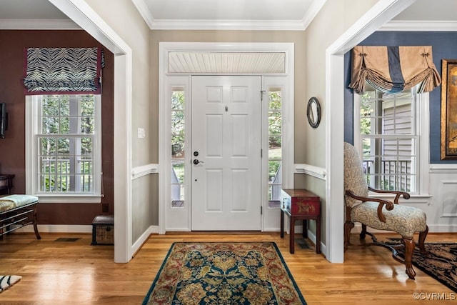 405 Elm Creek Dr, Manakin Sabot, VA 23103 - entrance foyer featuring healthy amount of natural light, light wood finished floors, and crown molding