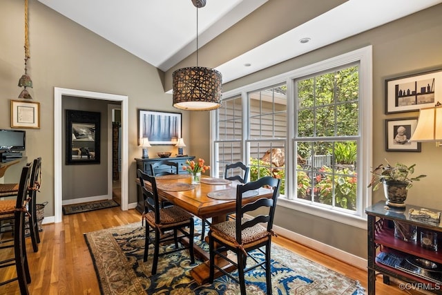 405 Elm Creek Dr, Manakin Sabot, VA 23103 - dining area featuring plenty of natural light, light wood-type flooring, and vaulted ceiling