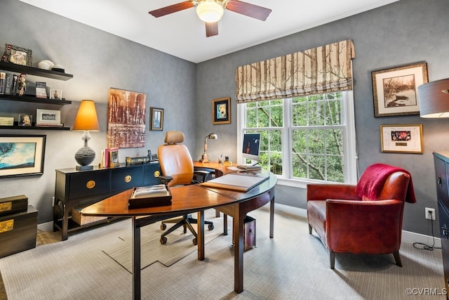 405 Elm Creek Dr, Manakin Sabot, VA 23103 - office with baseboards and a ceiling fan