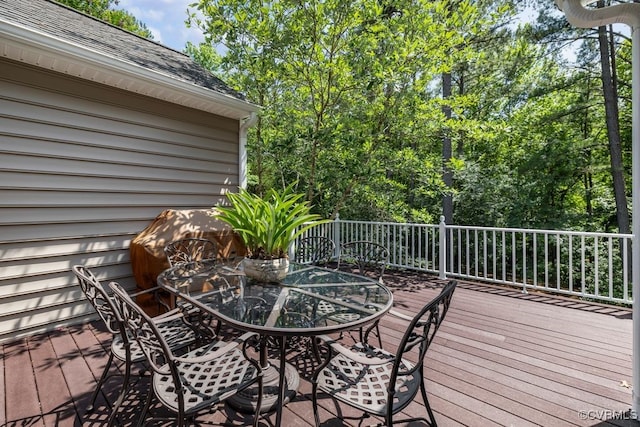 405 Elm Creek Dr, Manakin Sabot, VA 23103 - wooden deck with outdoor dining space