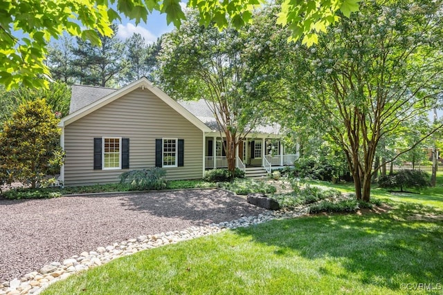 405 Elm Creek Dr, Manakin Sabot, VA 23103 - ranch-style house featuring a porch and a front yard