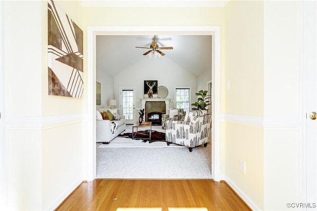 206 Northgate Ct, North Chesterfield, VA 23236 - hallway featuring wood finished floors and vaulted ceiling