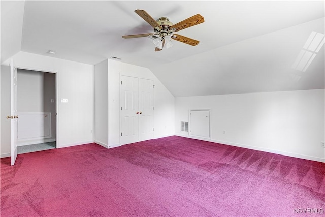 206 Northgate Ct, North Chesterfield, VA 23236 - additional living space with lofted ceiling, carpet floors, and ceiling fan
