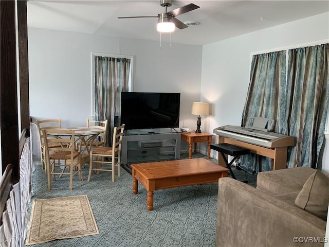 12400 Richmond St, Chesterfield, VA 23831 - living room featuring ceiling fan and carpet