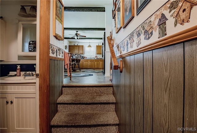 25014 James Ave, Dinwiddie, VA 23803 - stairs with a ceiling fan