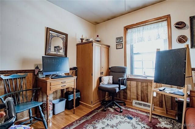 25014 James Ave, Dinwiddie, VA 23803 - sitting room with wood finished floors, a desk, and a wainscoted wall