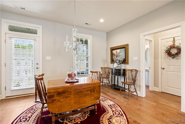 14432 Michaux Village Dr, Midlothian, VA 23113 - dining space with light wood-style flooring, recessed lighting, and a chandelier