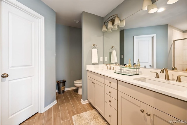 14432 Michaux Village Dr, Midlothian, VA 23113 - full bath featuring double vanity, a tile shower, and wood tiled floors