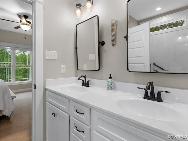 1270 Mill Quarter Rd, Powhatan, VA 23139 - ensuite bathroom featuring double vanity and ceiling fan