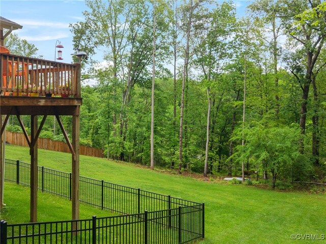 1270 Mill Quarter Rd, Powhatan, VA 23139 - fenced backyard with a wooden deck