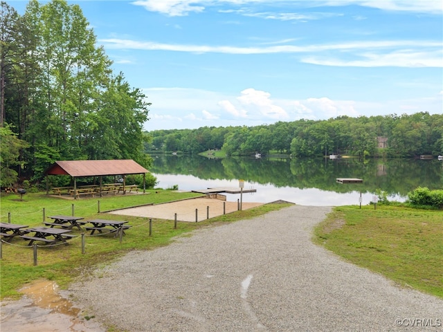 1270 Mill Quarter Rd, Powhatan, VA 23139 - surrounding community with a water view, a wooded view, a gazebo, and a yard