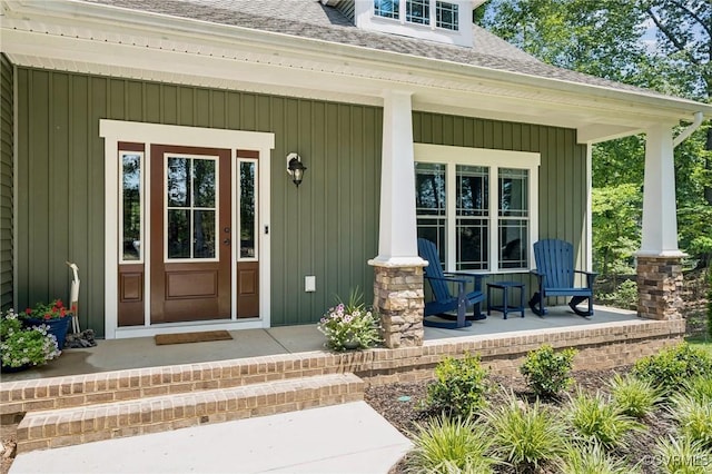 1270 Mill Quarter Rd, Powhatan, VA 23139 - property entrance featuring a porch and roof with shingles